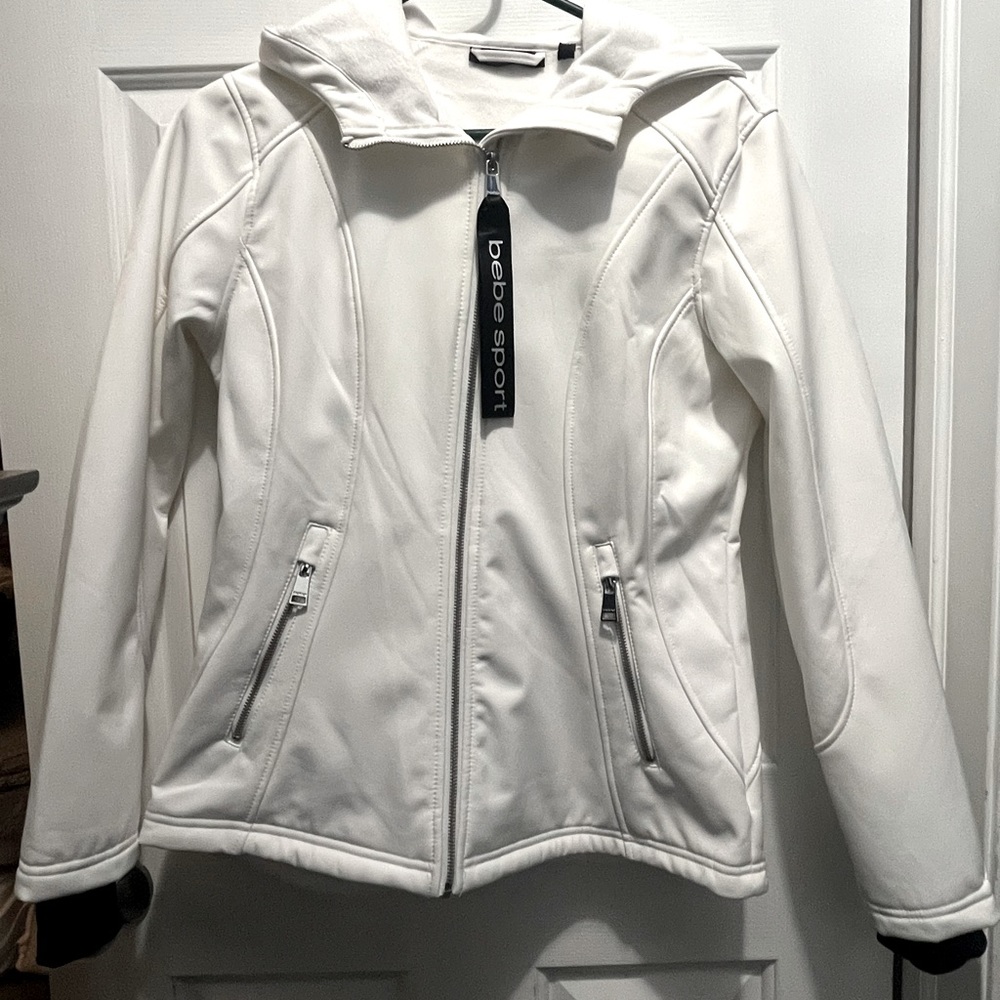 Bebe white zip up jacket
